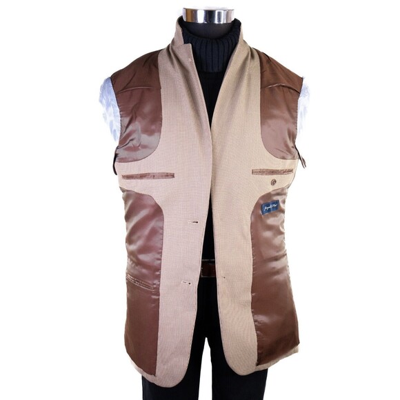 Joseph & Feiss Size 38L Sport Coat Jacket Blazer Beige Two Button Single Vented - Picture 9 of 13